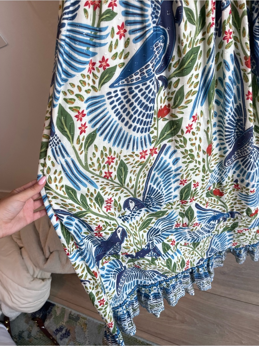 Farm Rio Off-White Macaw Flight Smocked Maxi Dress - Picture 3 of 8